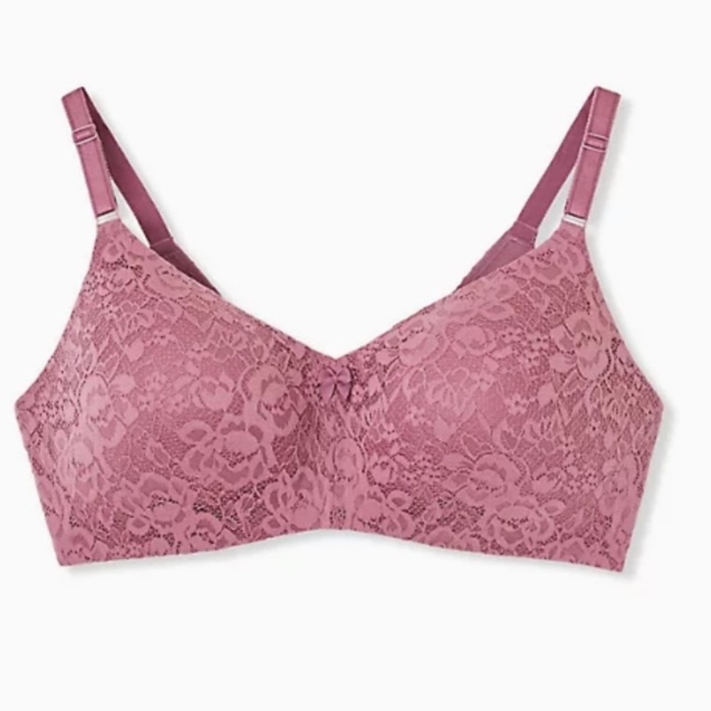 Lace Comfort Wireless Bra in Mauve Plus Size